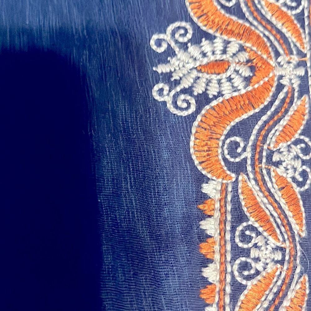 Tory Burch Navy and Coral Embroidered Dress - Picture 7 of 8